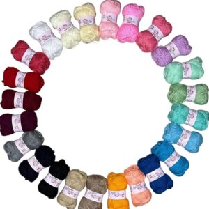 NTGS Multicolor Yarn Pack of 24 Wool Balls (1 Ball / 20 Grams), 480 Grams (aprox) Assorted Bright & Pastel Shades, 100% Acrylic, Ideal for DIY, Knitting & Crocheting Projects.